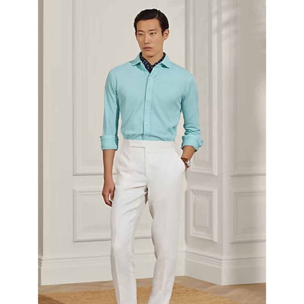 Ralph Lauren Purple Label Light Aqua  washed pique Button-Down Shirt XXL